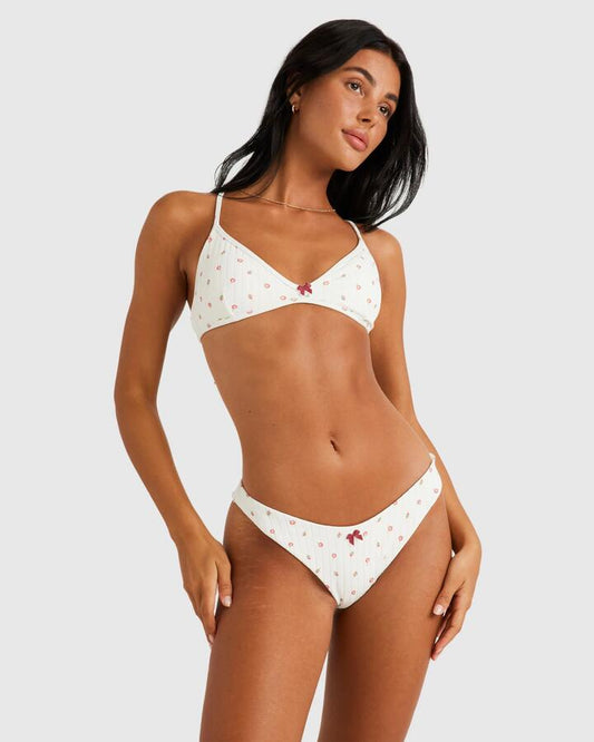 Image of Swimwear. Productname: RVCA - Womens Rose Bud Triangle Crossback Bikini Top - Whisper White - in Whisper White colour by brand - RVCA