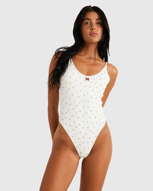 Image of Swimwear. Productname: RVCA - Womens Rose Bud One Piece Swimsuit - Whisper White - in Whisper White colour by brand - RVCA