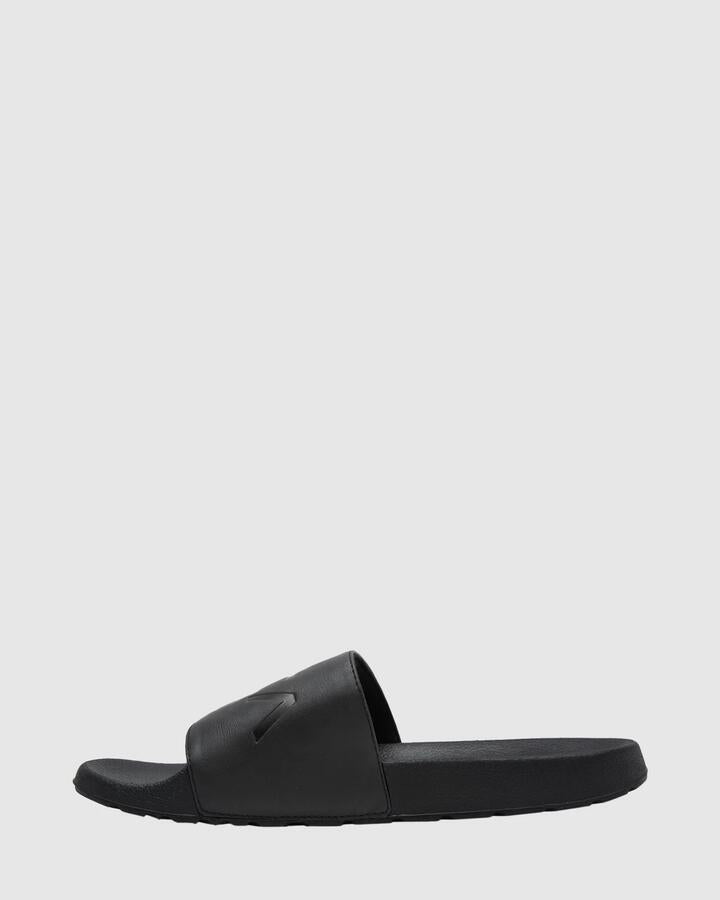 Image of Slippers. Product name - RVCA Mens Rvca Sport Slides Black in Black colour by brand - RVCA