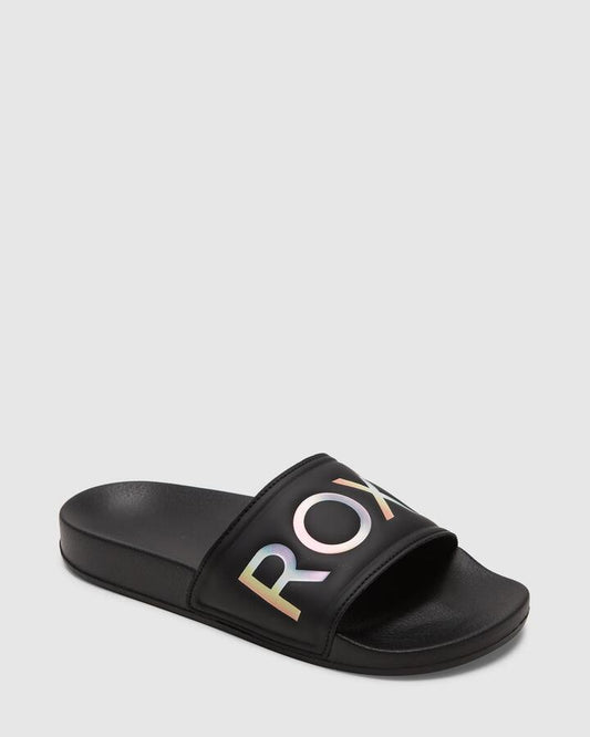 Image of Slippers. Productname: Roxy - Womens Slippy Ii Slides - Black Geo - in Black Geo colour by brand - Roxy