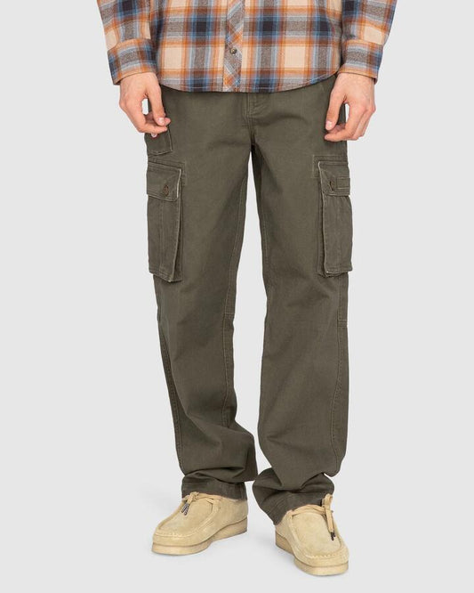 Image of a model wearing Pants. Productname: Element - Mens Source Cargo Pants - Olive - in Olive colour by brand - Element