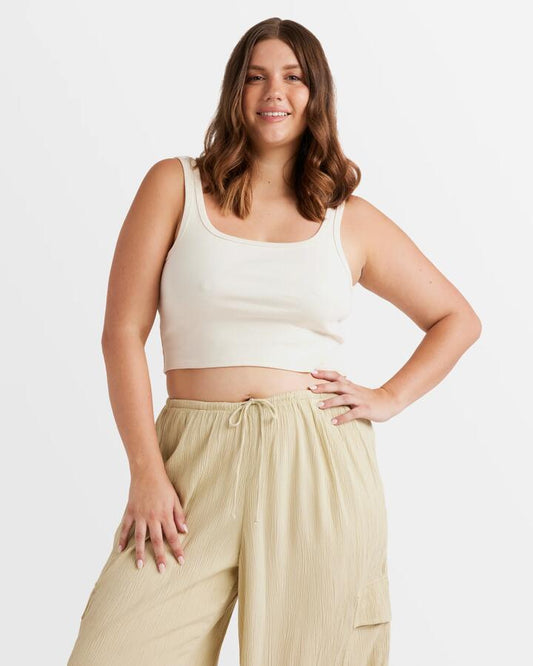 Image of a model wearing Tops. Productname: Billabong - Womens Sun Goddess Tank Top - Whitecap - in Whitecap colour by brand - Billabong