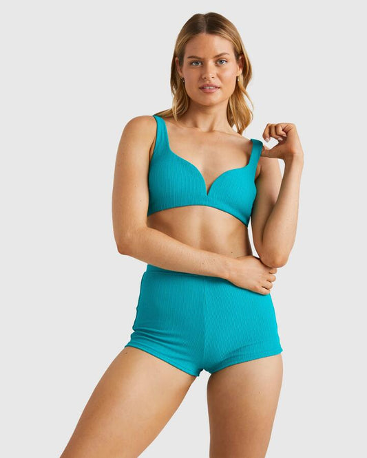 Image of a model wearing Tops. Productname: Billabong - Womens Sunrays Dion D/Dd Bralette Bikini Top - Tropicool - in Tropicool colour by brand - Billabong
