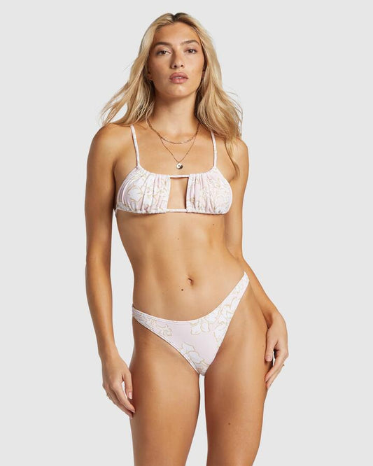 Image of a model wearing Tops. Productname: Billabong - Womens The Tropics Call Alina Bralette Bikini Top - Feelin Peachy - in Feelin Peachy colour by brand - Billabong