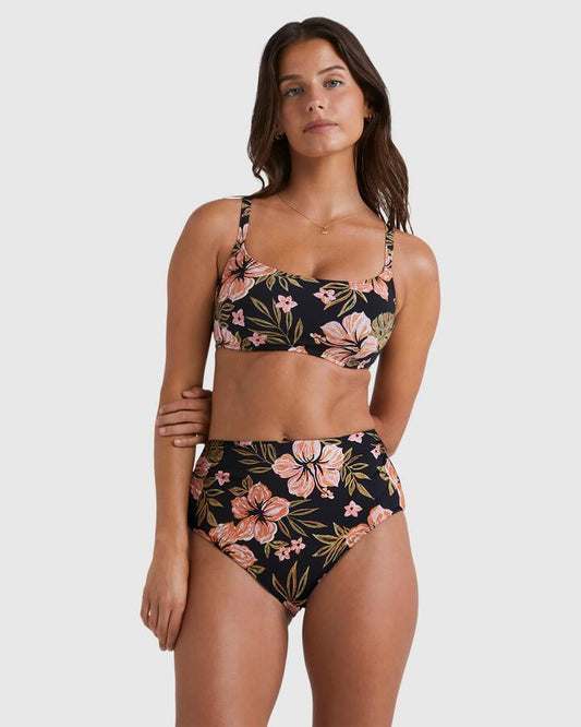 Image of Swimwear. Productname: Billabong - Womens Hooked On Tropics Hi Retro Bikini Bottom - Black Pebble - in Black Pebble colour by brand - Billabong