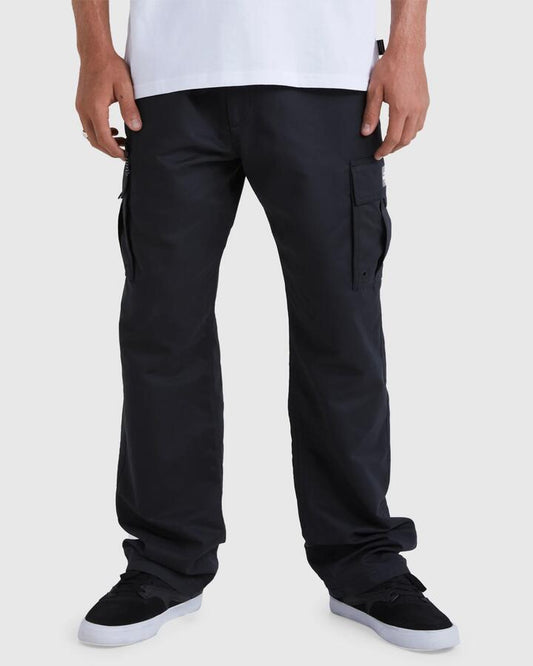Image of a model wearing Pants. Product name - Quiksilver Mens Maldive Atolls Cargo Pants Black in Black colour by brand - Quiksilver