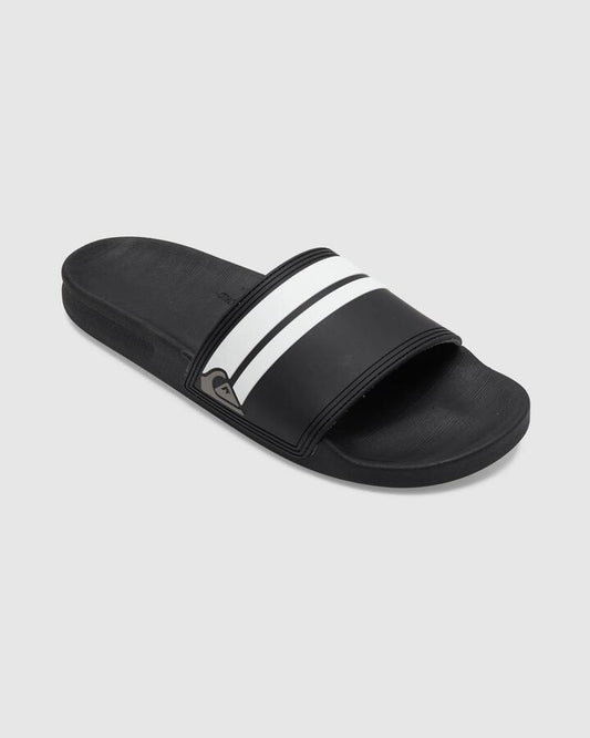 Image of Slippers. Productname: Quiksilver Mens Rivi Slides Black/Black/White - in Black/Black/White colour by brand - Quiksilver