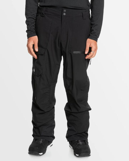 Image of a model wearing Pants. Product name - Quiksilver Mens Utility Snow Pants True Black in True Black colour by brand - Quiksilver