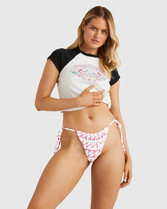 Image of Swimwear. Productname: Billabong - Womens Party Wave Bells Bikini Bottom - Pink - in Pink colour by brand - Billabong