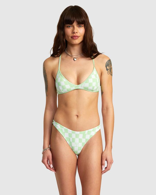 Image of Swimwear. Productname: RVCA - Womens Peace Yang Tri Crossback Bikini Top - Glow - in Glow colour by brand - RVCA