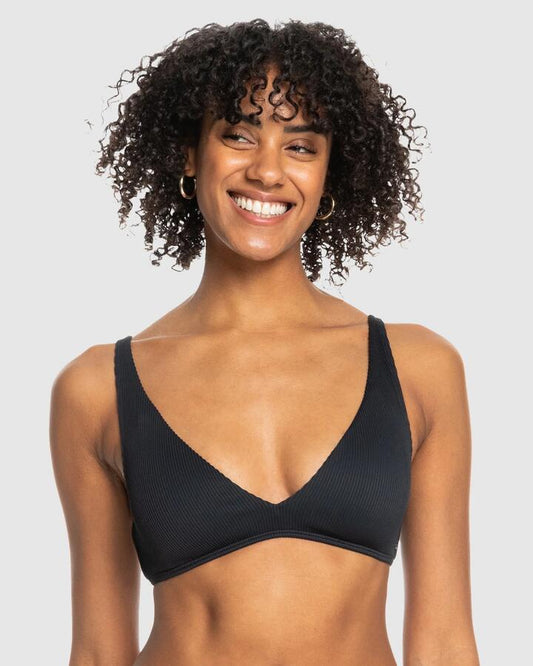 Image of Swimwear. Productname: Roxy - Womens Rib Roxy Love Bikini Top - Anthracite - in Anthracite colour by brand - Roxy