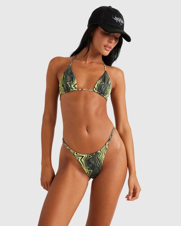 Image of Swimwear. Productname: RVCA - Womens Distort Halter Slide Tri Bikini Top - Green Leaf - in Green Leaf colour by brand - RVCA