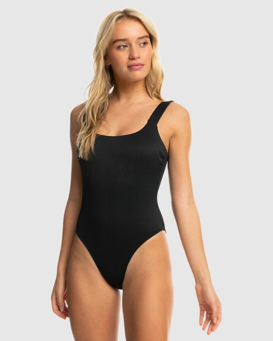 Image of Swimwear. Productname: Roxy - Womens Rib Roxy Love The Spinner One Piece Swimsuit - Anthracite - in Anthracite colour by brand - Roxy