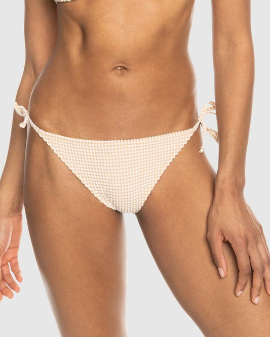 Image of Swimwear. Productname: Roxy - Womens Gingham Cheeky Bikini Bottom - Porcini - in Porcini colour by brand - Roxy
