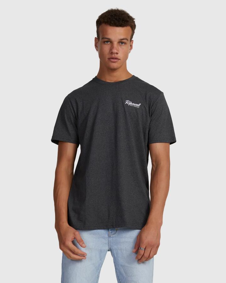 Image of T-Shirts. Product name - Rip Curl Mens Easy Embroided T-Shirt Black Marle in Black Marle colour by brand - Rip Curl