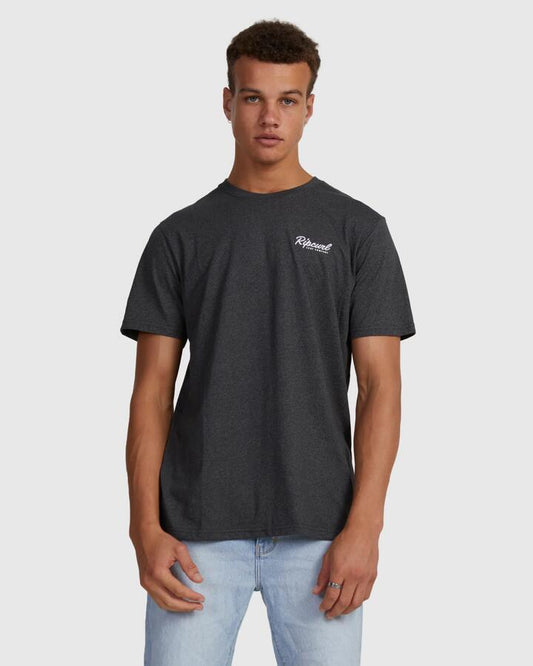 Image of T-Shirts. Product name - Rip Curl Mens Easy Embroided T-Shirt Black Marle in Black Marle colour by brand - Rip Curl