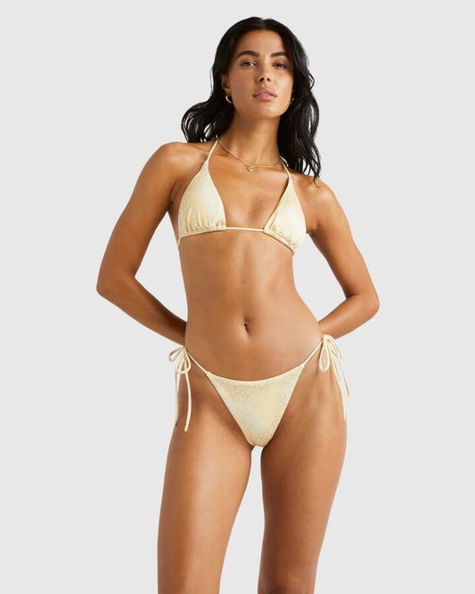 Image of Swimwear. Productname: RVCA - Womens Floral Collage Slide Tri Bikini Top - Sahara Sun - in Sahara Sun colour by brand - RVCA
