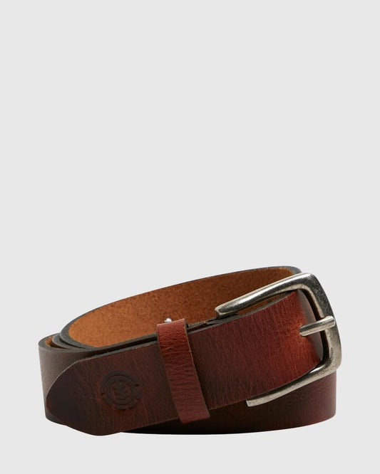 Image of Accessories. Productname: Element - Mens Fondation Leather Belt - Brown - in Brown colour by brand - Element
