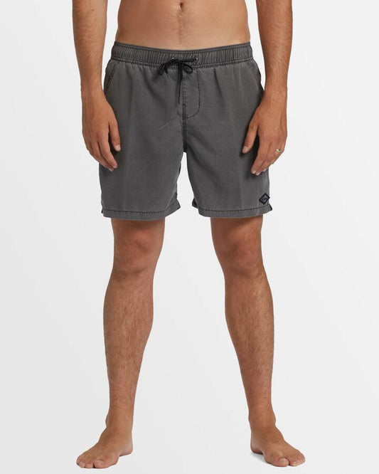 Image of Swimwear. Product name - Billabong Mens All Day Overdye Layback 17" Boardshorts Black in Black colour by brand - Billabong