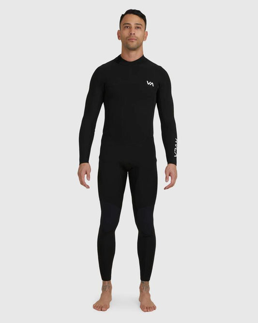 Image of a model wearing Tops. Product name - RVCA Mens 3/2Mm Balance Back Zip Fullsuit Black in Black colour by brand - RVCA