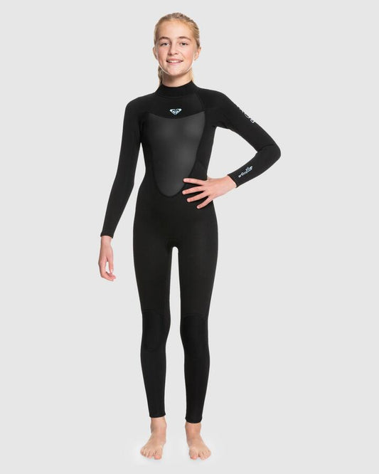 Image of a model wearing Tops. Productname: Roxy Girls 2-16 4/3Mm Prologue Gbs Back Zip Wetsuit Black - in Black colour by brand - Roxy