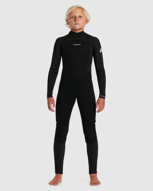 Image of a model wearing Tops. Productname: Quiksilver Boys 8-16 4/3Mm Prologue Back Zip Wetsuit Black - in Black colour by brand - Quiksilver