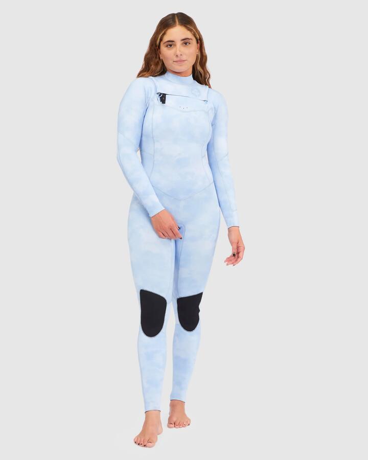 Image of a model wearing Tops. Productname: Billabong Womens 3/2Mm Salty Dayz Steamer Wetsuit Wave Wash - in Wave Wash colour by brand - Billabong