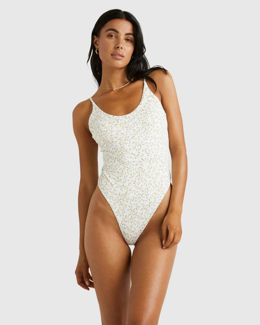 Image of Swimwear. Productname: RVCA Womens Ditsy Rib One Piece Swimsuit Whisper White - in Whisper White colour by brand - RVCA
