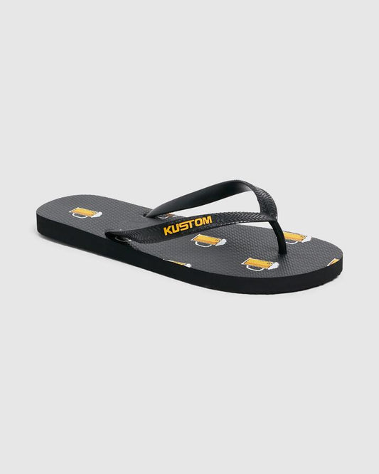 Image of Sandals. Productname: Kustom Mens Blend Base Thongs Black/Yellow - in Black/Yellow colour by brand - Kustom