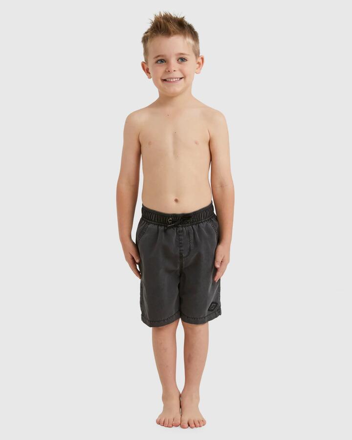 Image of Swimwear. Product name - Billabong Boys 0-7 All Day Overdye Layback 13" Boardshorts Washed Black - in Washed Black colour by brand - Billabong