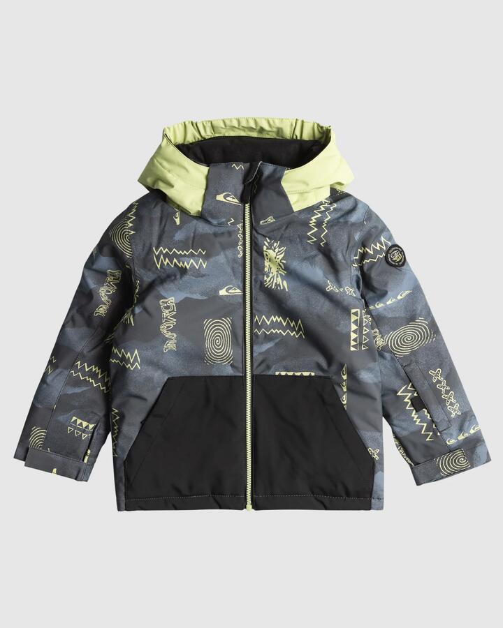 Image of a model wearing Outerwear. Productname: Quiksilver Boys 2-7 Little Mission Snow Jacket Shadow Checks Flint Stone - in Shadow Checks Flint Stone colour by brand - Quiksilver