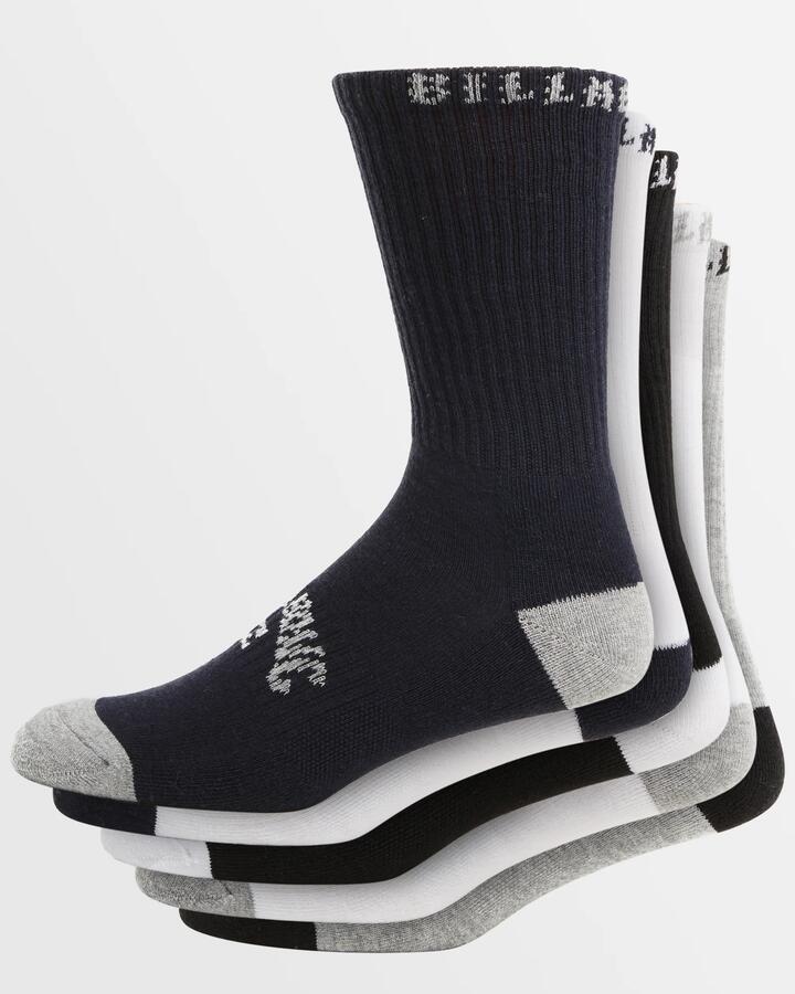 Image of Socks. Product name - Billabong Boys 8-16 Sports 5 Pack Crew Socks Multi in Multi colour by brand - Billabong
