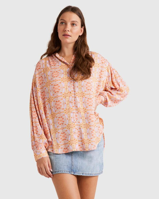 Image of Blouses. Productname: Billabong - Womens Sunspirit Blouse - Lilac - in Lilac colour by brand - Billabong