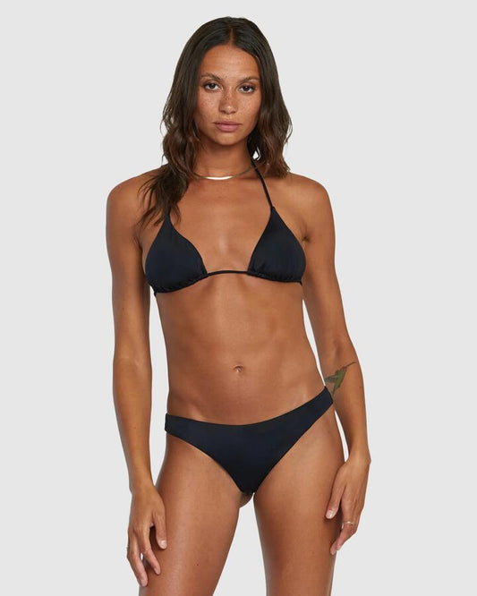 Image of Swimwear. Productname: RVCA - Womens Solid Halter Triangle Bikini Top - Black - in Black colour by brand - RVCA