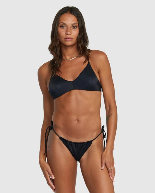 Image of Swimwear. Productname: RVCA - Womens Solid Tie Skimpy Bikini Bottom - Black - in Black colour by brand - RVCA