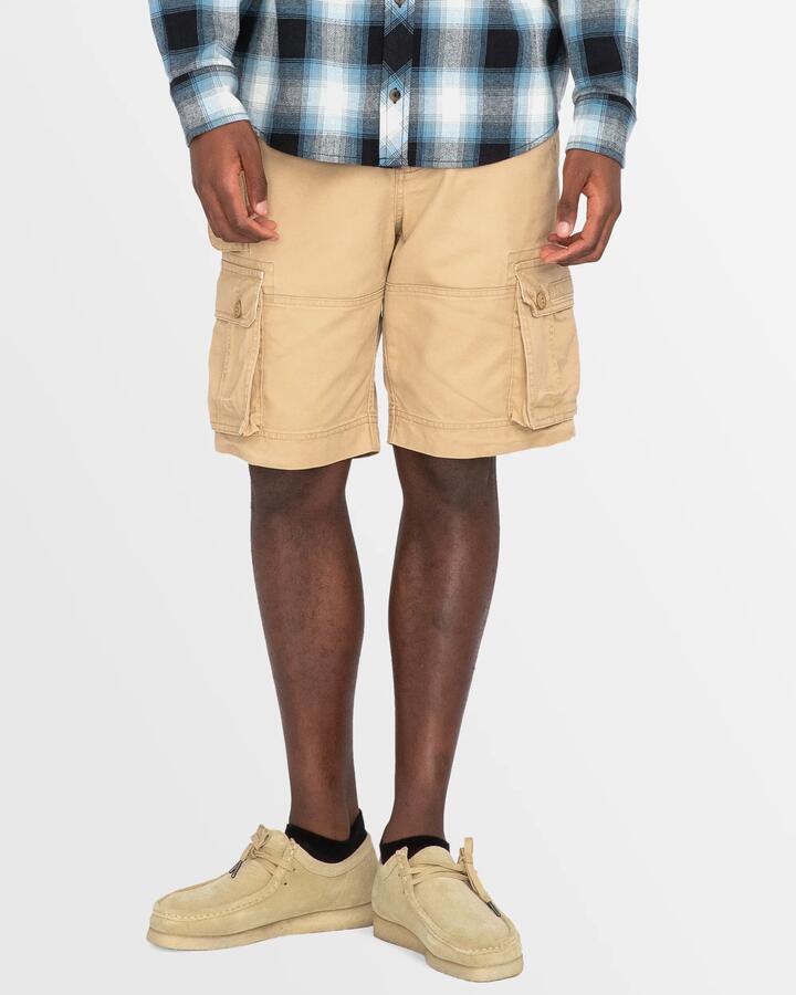 Image of a model wearing Shorts. Productname: Element - Mens Source Cargo Shorts - Khaki - in Khaki colour by brand - Element
