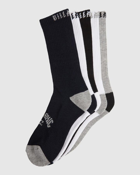 Image of Socks. Productname: Billabong - Mens Sports 5 Pack Crew Socks - Multi - in Multi colour by brand - Billabong