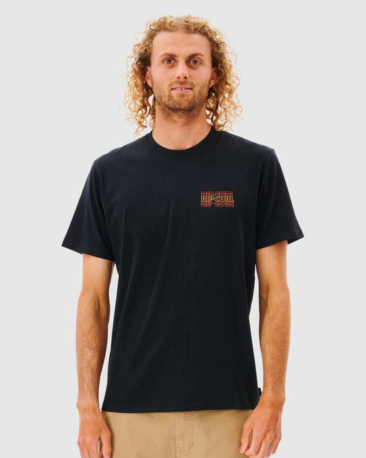 Image of T-Shirts. Productname: Rip Curl Mens Surf Revival Repeater T-Shirt Black - in Black colour by brand - Rip Curl