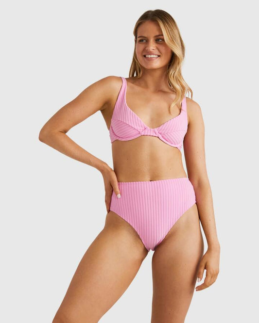 Image of Swimwear. Productname: Billabong - Womens Terry Rib Hi Maui Bikini Bottom - Berry Pink - in Berry Pink colour by brand - Billabong