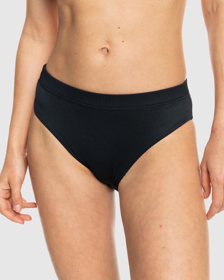 Image of Swimwear. Productname: Roxy - Womens Rib Roxy Love The Shorey Bikini Bottom - Anthracite - in Anthracite colour by brand - Roxy