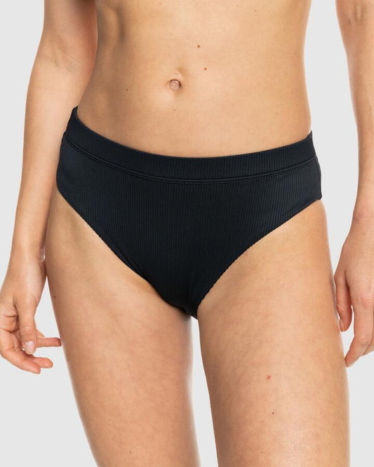 Image of Swimwear. Productname: Roxy - Womens Rib Roxy Love The Shorey Bikini Bottom - Anthracite - in Anthracite colour by brand - Roxy
