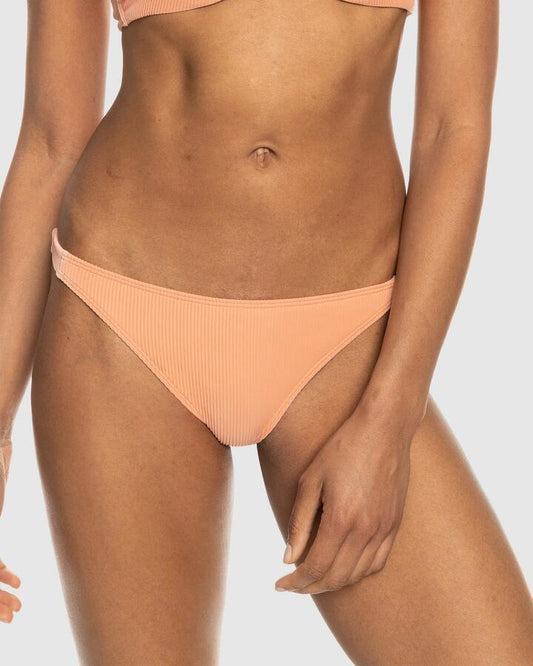 Image of Swimwear. Productname: Roxy Womens Rib Roxy Love The Goofy Low Waist Bikini Bottom Salmon - in Salmon colour by brand - Roxy