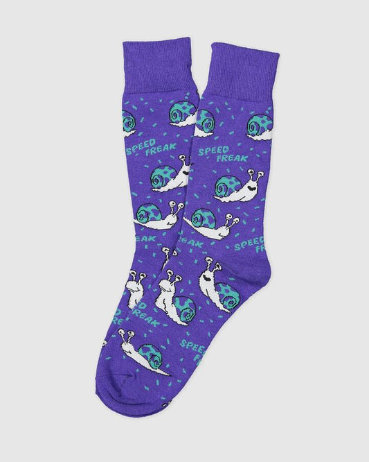 Image of Socks. Productname: Kustom - Mens Snails Purple Crew Socks - Purp Multi - in Purp Multi colour by brand - Kustom