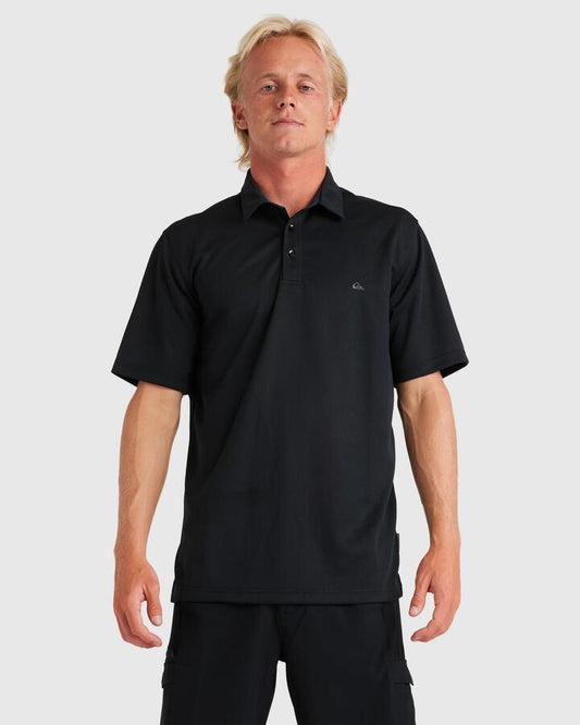 Image of Shirts. Product name - Quiksilver Mens Waterman Water Polo Shirt Black in Black colour by brand - Quiksilver