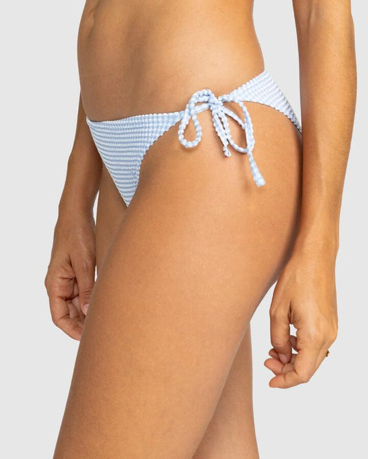 Image of Swimwear. Productname: Roxy - Womens Gingham Tie Side Cheeky Bikini Bottom - Bel Air Blue Minivich - in Bel Air Blue Minivich colour by brand - Roxy