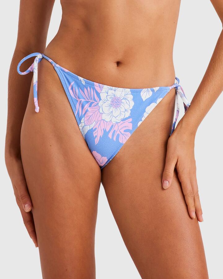 Image of Swimwear. Product name - Roxy Womens Hollow Trees Tie-Side Bikini Bottom Ultramarine Hollow Tree in Ultramarine Hollow Tree colour by brand - Roxy