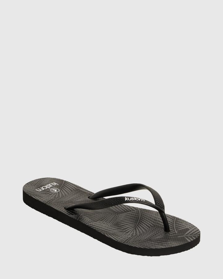 Image of Sandals. Productname: Kustom - Womens Classic Leopard Thongs - Palms - in Palms colour by brand - Kustom