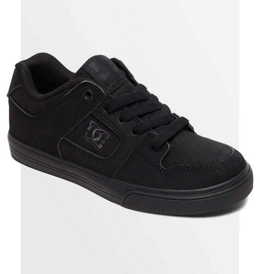 Image of Shoes. Product name - DC Shoes Boys 8-16 Pure Skate Shoes Black/Pirate Black in Black/Pirate Black colour by brand - DC Shoes