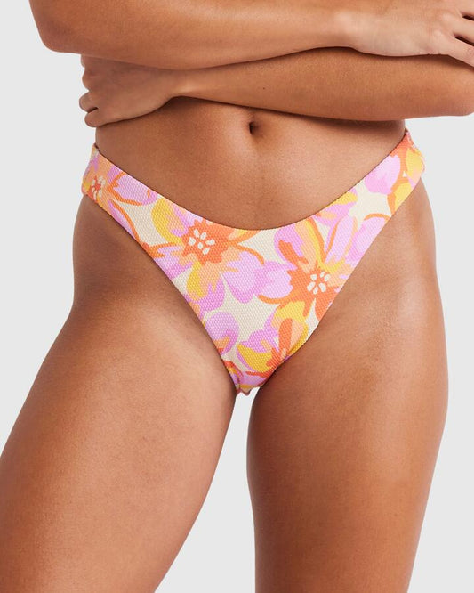 Image of Swimwear. Productname: Roxy - Womens Oasis Mid Waist Bikini Bottom - Cyclamen Oasis - in Cyclamen Oasis colour by brand - Roxy