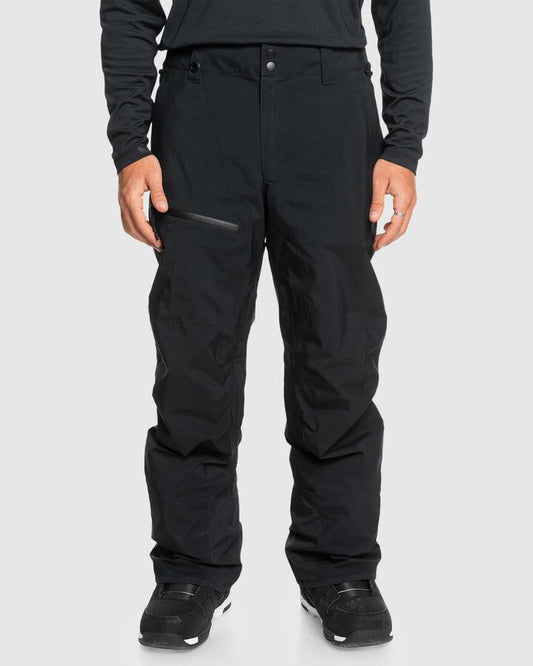 Image of a model wearing Pants. Product name - Quiksilver Mens Mission Gore-Tex Snow Pants True Black in True Black colour by brand - Quiksilver